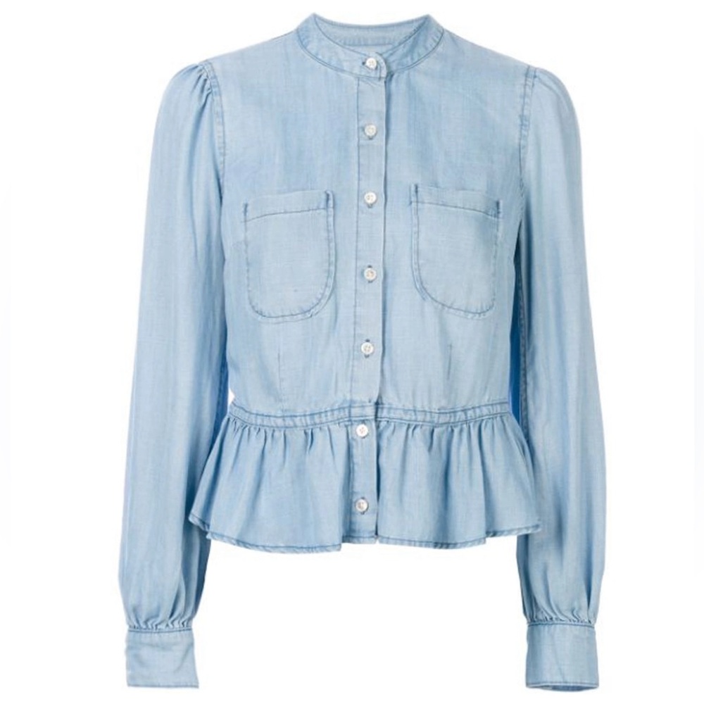 Frame Denim Double Pocket Peplum Blouse (S)